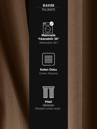 Favolli Açık Kahverengi Pileli Keten Dokulu Fon Perde 