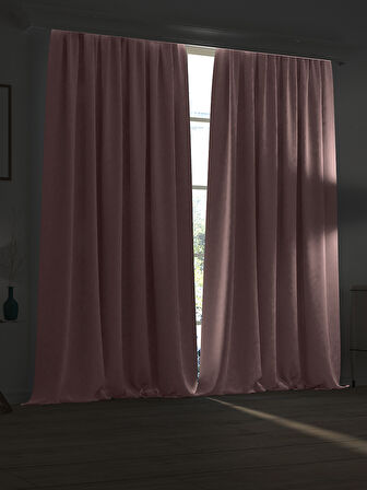 Yüksek Kalite Pudra Pembe Karartma Blackout Fon Perde Ekstrafor Büzgülü Tek Kanat