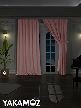 Yüksek Kalite Bebek Pembe Karartma Blackout Fon Perde Ekstrafor Büzgülü Tek Kanat Dark Touch Serisi