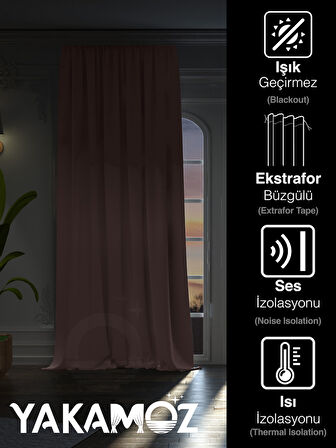 Yüksek Kalite Bebek Pembe Karartma Blackout Fon Perde Ekstrafor Büzgülü Tek Kanat Dark Touch Serisi