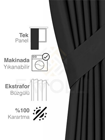 Siyah Renk Blackout Karartma Perde Midnight Series