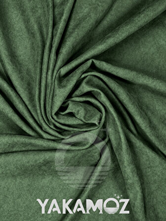 Yakamoz Kadife Görünüm Sarmaşık Yeşili Ada Fon Perde Ekstraforlu Velvet Touch Serisi