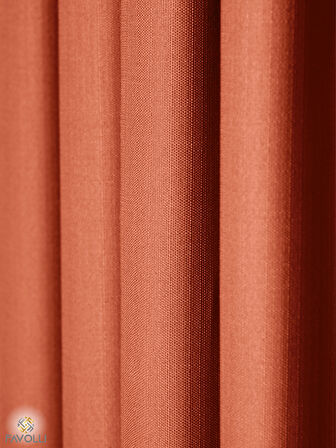 Favolli Kiremit Rengi Pileli Keten Dokulu Fon Perde 