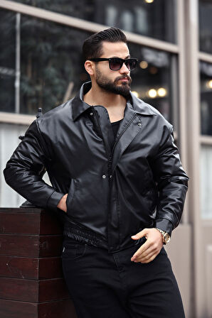 Vintage Erkek Siyah Deri Ceket