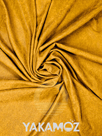 Yakamoz Kadife Görünüm Balpeteği Sarısı Ada Fon Perde Ekstraforlu Velvet Touch Serisi