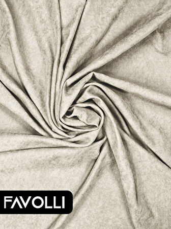 Kadife Dokulu Ekru Ada Fon Perde Ekstrafor Büzgülü Dream Series