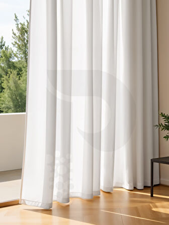 PERLE Beyaz Saten Güneşlik Perde – Ekstrafor Büzgülü