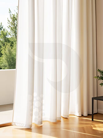 PERLE Krem Saten Güneşlik Perde – Ekstrafor Büzgülü