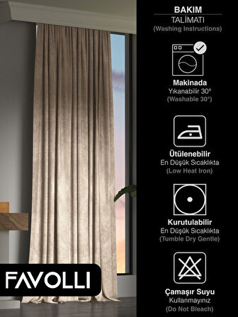 Kadife Dokulu Sahra Beji Ada Fon Perde Ekstrafor Büzgülü Dream Series