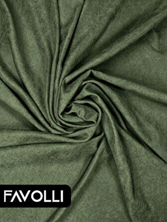 Kadife Dokulu Zeytin Yaprağı Rengi Ada Fon Perde Ekstrafor Büzgülü Dream Series