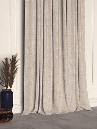 Demor Home Kumsal Taşı Rengi  Keten Dokulu Pileli Yüksek Kalite Fon Perde