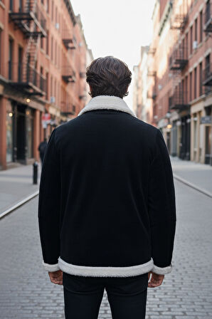 Erkek Klasik Yaka Siyah Kadife Ceket