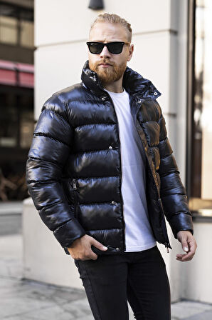 Yeni Sezon Erkek Siyah Dik Yaka Mont -FN48900