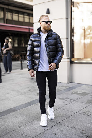 Yeni Sezon Erkek Siyah Dik Yaka Mont -FN48900