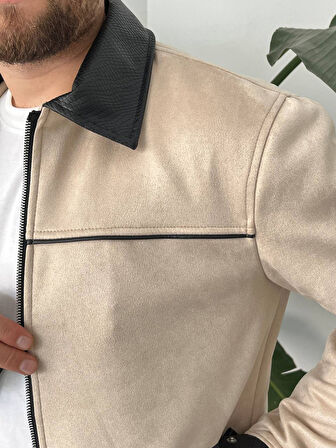 Erkek Krem Mevsimlik Süet Ceket