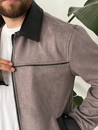 Erkek Gri Mevsimlik Süet Ceket