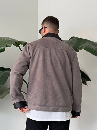Erkek Gri Mevsimlik Süet Ceket
