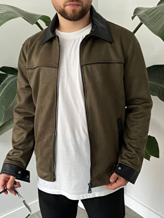 Erkek Haki Mevsimlik Süet Ceket
