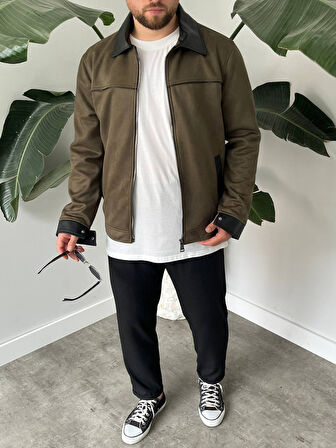 Erkek Haki Mevsimlik Süet Ceket