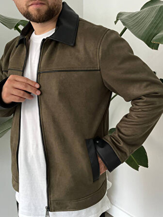 Erkek Haki Mevsimlik Süet Ceket