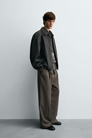 Suni Deri Bomber Erkek Ceket