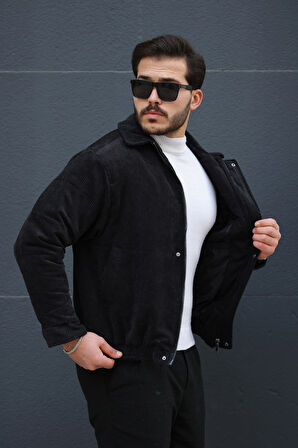 Oversize Vintage Erkek Siyah Kadife Ceket
