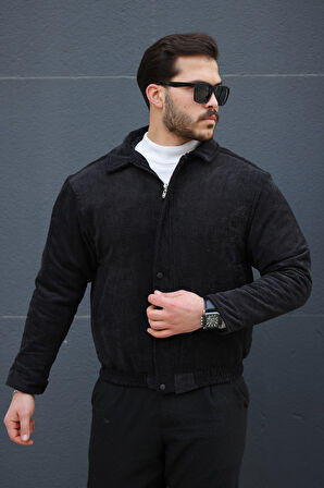 Oversize Vintage Erkek Siyah Kadife Ceket