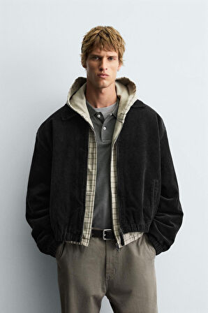 Relaxed Fit Fitilli Kadife Erkek Ceket