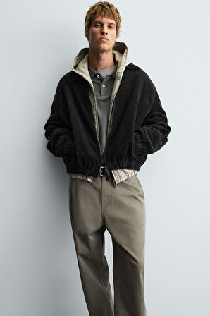 Relaxed Fit Fitilli Kadife Erkek Ceket