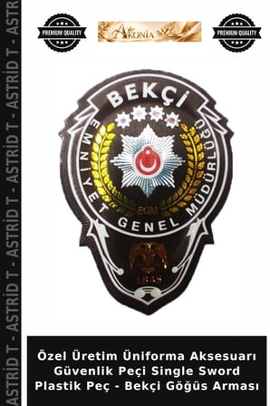 Özel Üretim Üniforma Aksesuarı Güvenlik Peçi Single Sword Plastik Peç - Bekçi Göğüs Arması