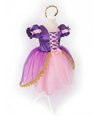 Rapunzel Kostümü – Kız Çocuk Rapunzel Elbisesi + Taç Hediyeli