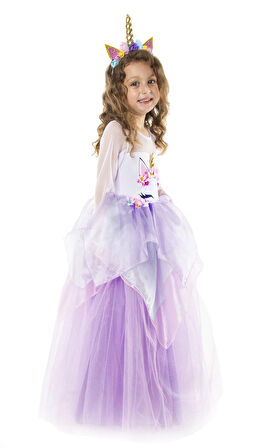 Ünicorn Kostüm , Uzun Kollu Ünicorn Çocuk Elbisesi