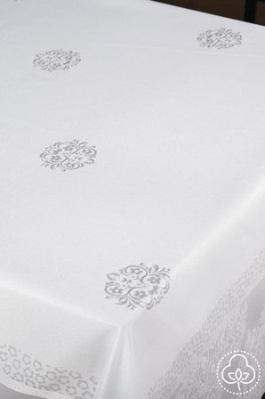 Viyana Lüx Jakar Kumaş Gri Masa Örtüsü Dikdörtgen 160x220 Cm 1041