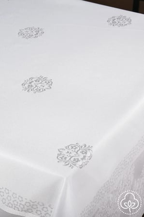 Viyana Lüx Jakar Kumaş Gri Masa Örtüsü Dikdörtgen 160x320 Cm 1114