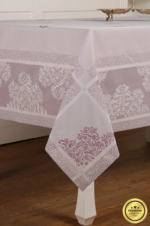 Viyana Lüx Jakar Kumaş Mor Masa Örtüsü Dikdörtgen 160x320 Cm 1115
