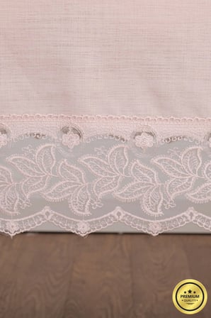 Beril Lüx Dantelli Keten Kumaş Pudra Masa Örtüsü 160x230 Cm  1124