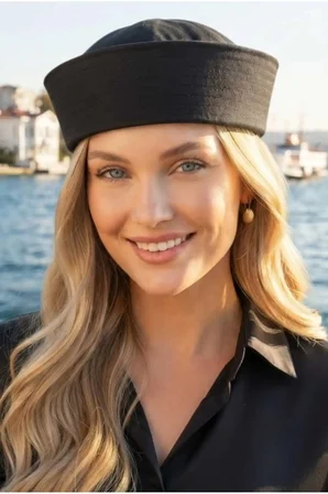 Tezzgelsin Kadın Sailor Denizci Kaptan Şapkası Retro Marin Model Siperliksiz Şapka