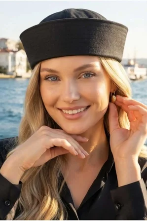 Tezzgelsin Kadın Sailor Denizci Kaptan Şapkası Retro Marin Model Siperliksiz Şapka