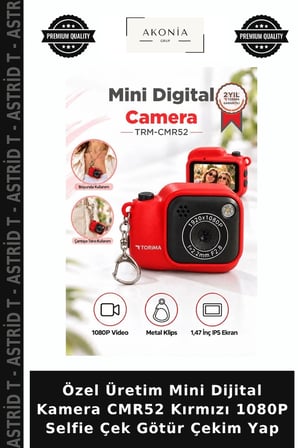 Özel Üretim Mini Dijital Kamera CMR52 Kırmızı 1080P Selfie Çek Götür Çekim Yap