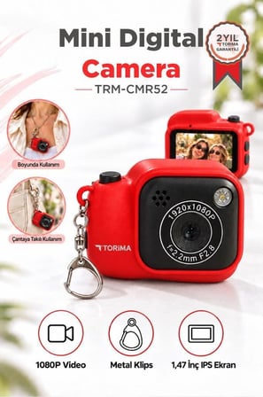 Özel Üretim Mini Dijital Kamera CMR52 Kırmızı 1080P Selfie Çek Götür Çekim Yap