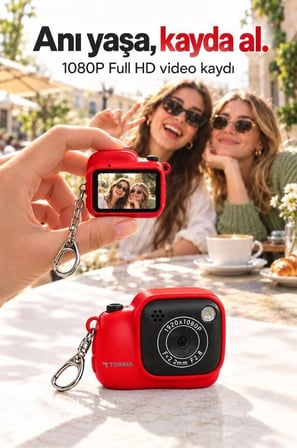 Özel Üretim Mini Dijital Kamera CMR52 Kırmızı 1080P Selfie Çek Götür Çekim Yap
