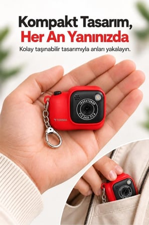 Özel Üretim Mini Dijital Kamera CMR52 Kırmızı 1080P Selfie Çek Götür Çekim Yap