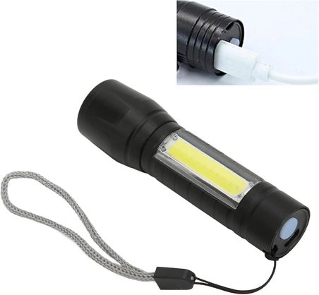 KENLY USB Şarjlı COB LED Mini El Feneri Zoomlu Suya Dayanıklı Flaşörlü Yan Aydınlatmalı Kamp Outdoor Işıldak