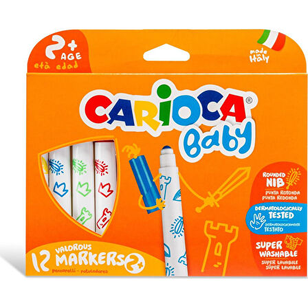 TWOX Nessiworld Carioca Jumbo Bebek Süper Yıkanabilir Keçeli Boya Kalemi 12'Li