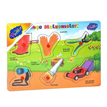 Çocuk Ahşap Tutmalı Bahçe Malzemeleri Puzzle