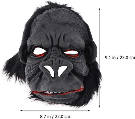  Lateks Goril Maskesi Maymun Maskesi Et Maskesi Orangutan Siyah Saçlı 1 No