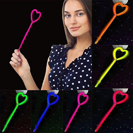 Çocuk Karanlıkta Yanan Glow Stick Partisi Kalp Şekilli Asa Sopa 6 Renk 6 Adet