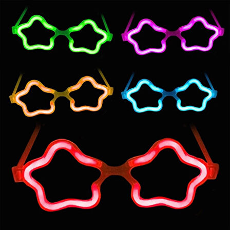 Çocuk Yıldız Glow Gözlük - Yıldız Şekilli Glow Stick Gözlüğü - Glow Partisi Gözlük 12 Adet