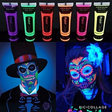 Çocuk Neonlu Glow Parti Yüz Boyası 6 Renk 6 Adet
