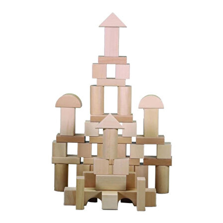 Çocuk CS-8832 Natural Ahşap Blok Seti 50 Parça -Chiva